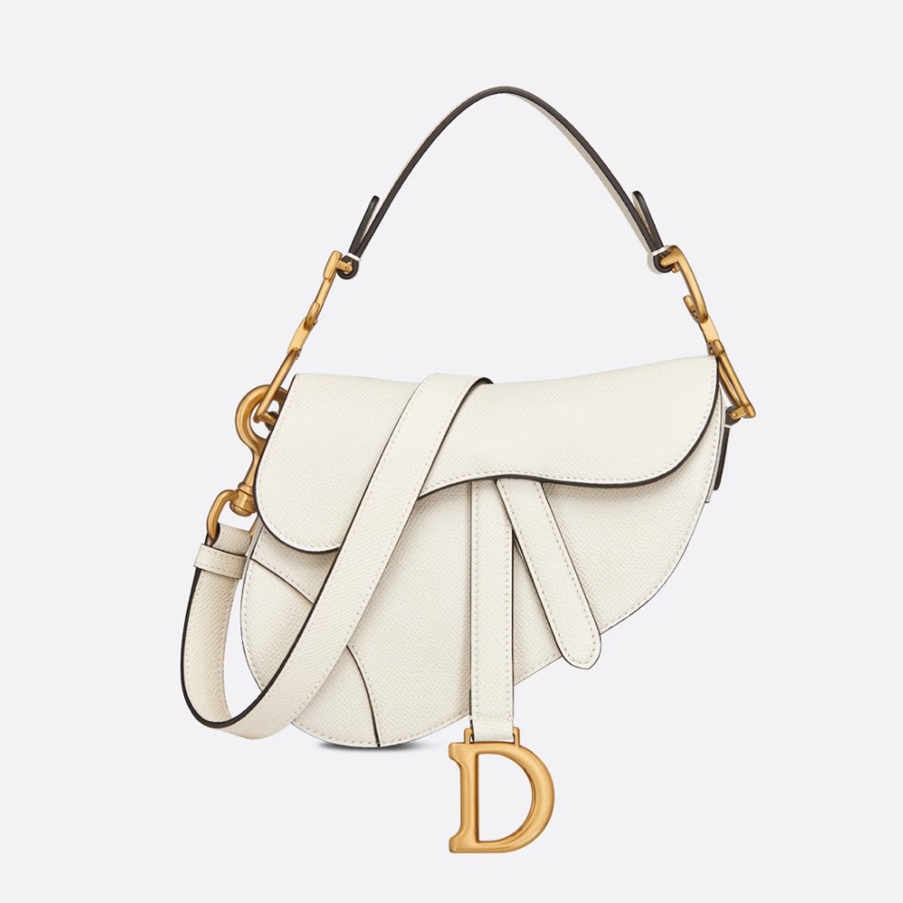 Christian Dior Mini Saddle Bag in Latte Grained Calfskin
